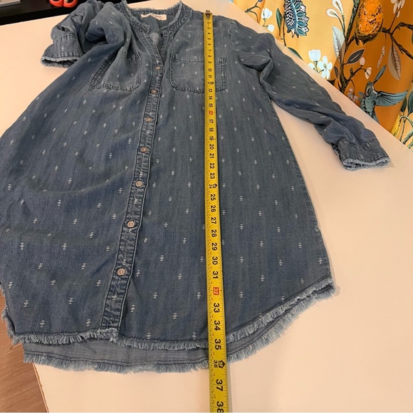 Anthropologie Cloth & Stone MaryLou Chambray Shirtdress Women’s Sz M coastal - Picture 7 of 7